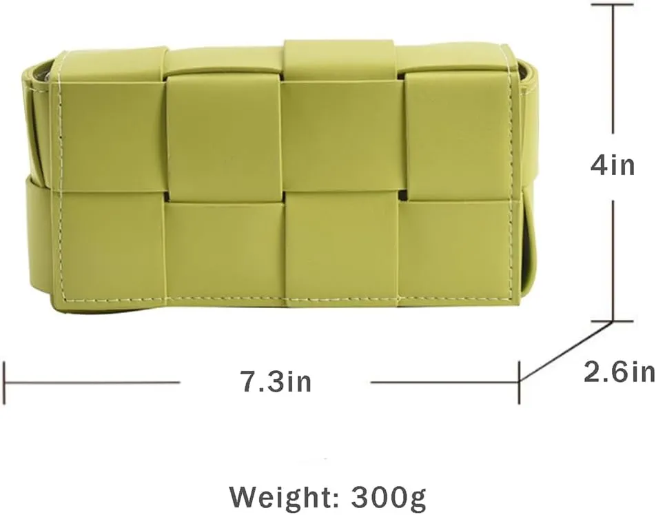 Fanny Pack with Convertible Crossbody Shoulder Bag for Women, Woven Cassette-Style Handbag Purse with Adjustable Belt (Kiwi green)