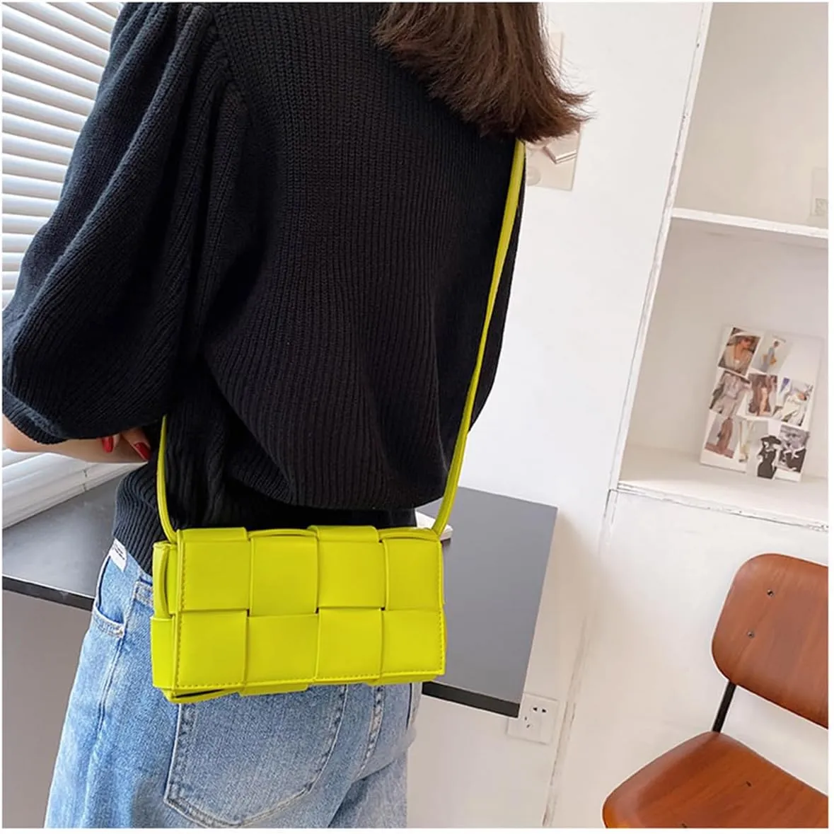Fanny Pack with Convertible Crossbody Shoulder Bag for Women, Woven Cassette-Style Handbag Purse with Adjustable Belt (Kiwi green)