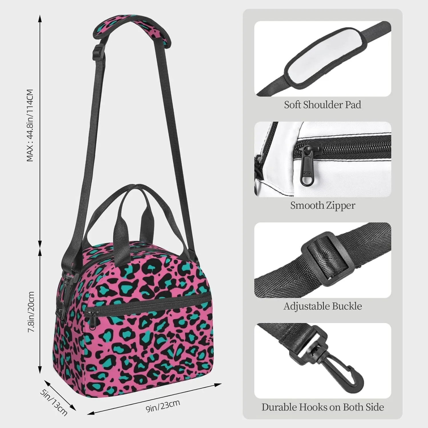 Flower Print,Insulated Reusable Lunch Bag with Adjustable Shoulder Strap for Adults,Purple Plants Tone Monochrome Design,Leakproof Office Picnic Hiking Beach Tote Bag,Dark Purple,9x5x7.8in