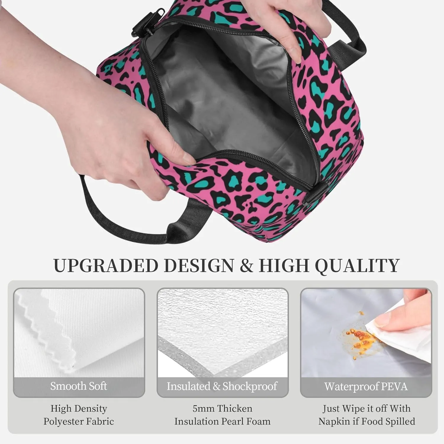 Flower Print,Insulated Reusable Lunch Bag with Adjustable Shoulder Strap for Adults,Purple Plants Tone Monochrome Design,Leakproof Office Picnic Hiking Beach Tote Bag,Dark Purple,9x5x7.8in