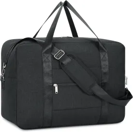 For Spirit Airlines Personal Item Bag 18x14x8 Foldable Travel Duffel Bag Underseat Carry on Luggage for Women and Men 30L (Black)