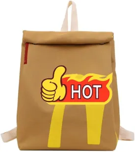 Funny Backpack Women Men Imitate Paper Bag Print Retro Large Capacity Backpack Casual Canvas Bags (Backpack)