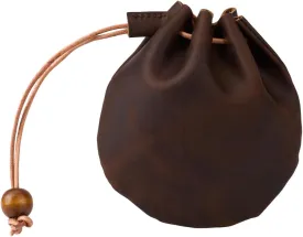 GORGECRAFT 116x118x16mm Mini Leather Drawstring Coin Purse Genuine Leather Pouch Vintage Coconut Brown Crazy Horse Leather Wallet Mini Changes Bag for Men Women Jewellery Keys Small Items Storage