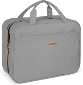 Grey Toiletry Bag, Makeup Organizer, Travel Bag For Women Mens Toiletries, Waterproof with Hanging Hook, Large Capacity