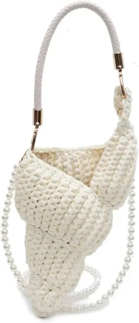 Hand-woven Conch Bag Luxury Pearl Chain Women Seaside Holiday Creative Shoulder Bag Cute Shell Crossbody Bag