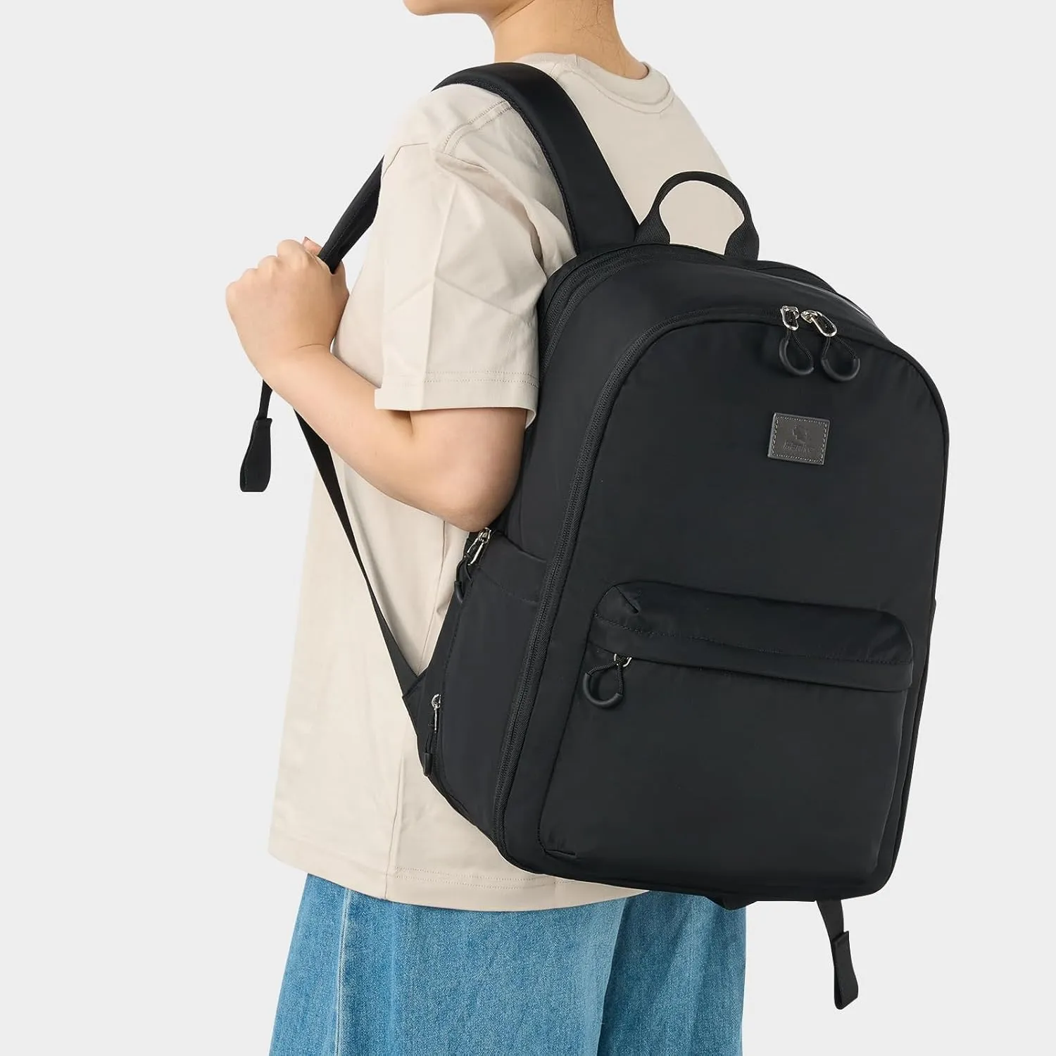 Hanke 18 Inch Expandable Travel Backpack for Women, Personal Item Backpack Work Backpack Woman Men Casual Daypack Backpacks Carry On Bag Backpacks for Airline Approved(Black)