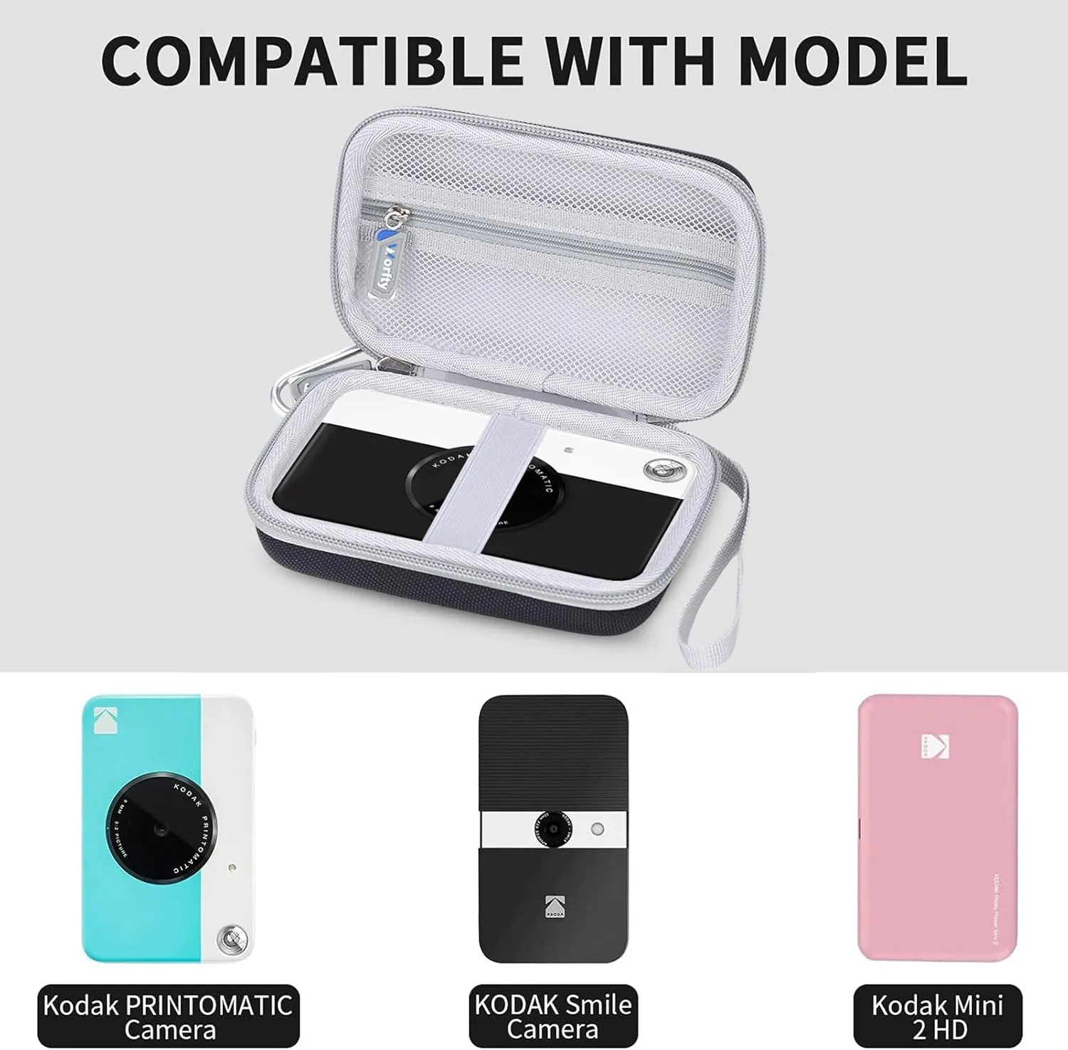 Hard Case for KODAK Printomatic/Smile/Mini 2 HD/Smile Portable Instant Photo Printer Camera, Carrying Strorage Holder Case for KODAK Printomatic Digital Instant Print Camera(Case Only) (Black)