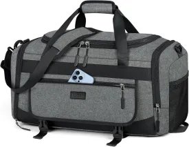 IGOLUMON Gym Bag for Men 40L Sports Duffel Bags Gym Duffle Bag Women with Shoe Compartment & Wet Pocket Water Resistant Travel Duffel Bag Lightweight Weekender Overnight Bag Gray