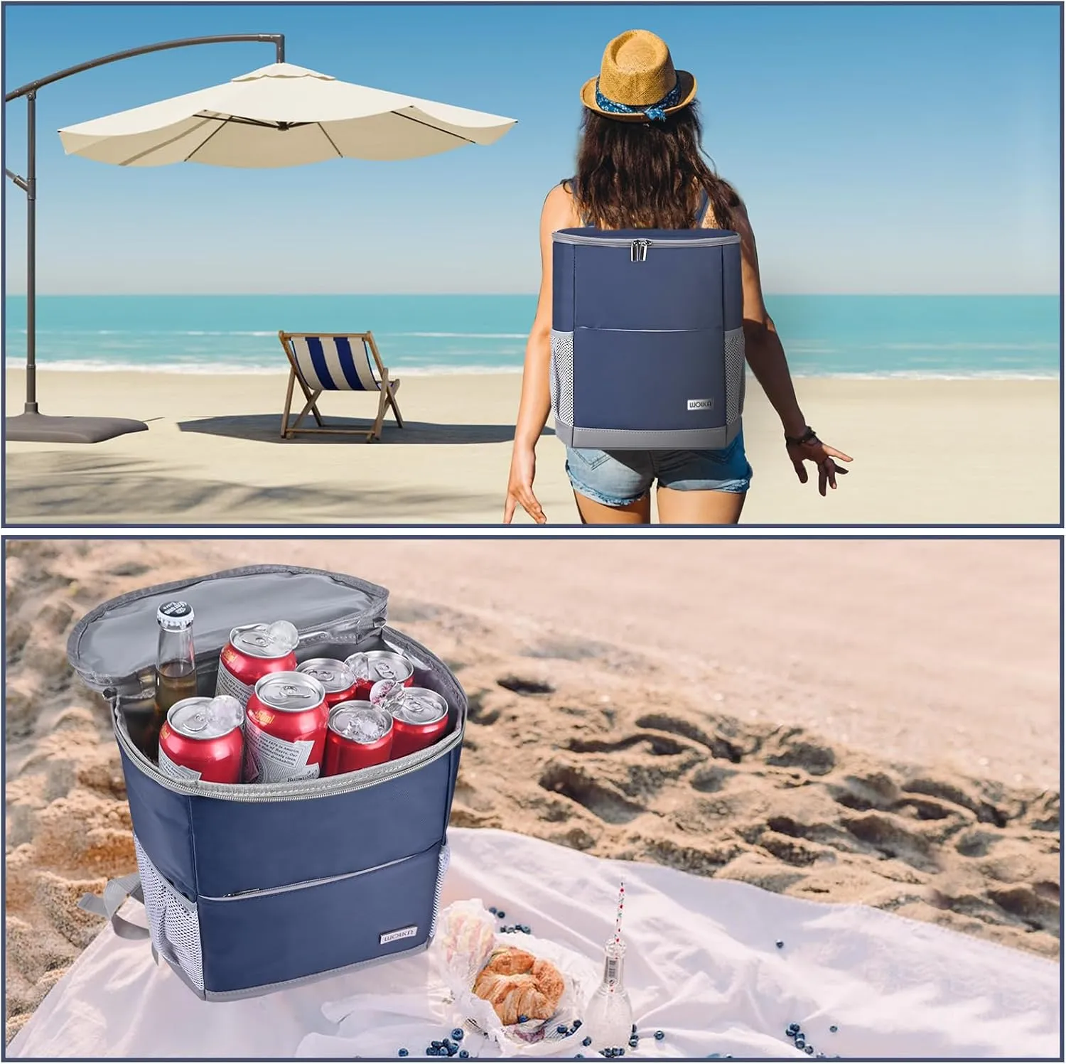 Insulated Cooler Backpack Outdoor - Leak Proof Backpack Cooler 30 Cans, Waterproof Lightweight Cooler Bag for 12h Hot/Cold Retention - Soft Cooler for Travel, Camping, Beach, Lunch