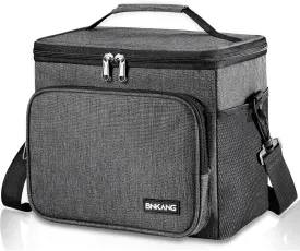 Insulated Lunch Bag Reusable Large Lunch Box for Men/Women, Leakproof Cooler Tote Portable Lunch Bag with Adjustable Shoulder Strap (Dark Grey)