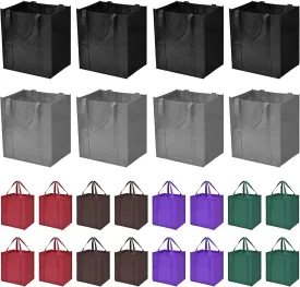 JERIA 24-Pack Reusable Grocery BagsLarge Washable Foldable Shopping BagsHeavy Duty Tote Bags with Reinforced Handles