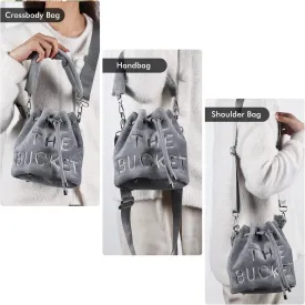 JQAliMOVV Mini Crossbody Bucket Bags for Women Trendy Velvet Bucket Purse Hobo Drawstring Handbags
