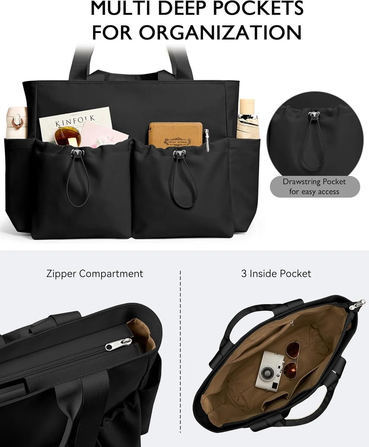 KALIDI Yoga Mat Bag Gym Bag for Women Tote with Pockets, Workout Bag Handbag with Zipper for Travel Sport Pilates Work Commute
