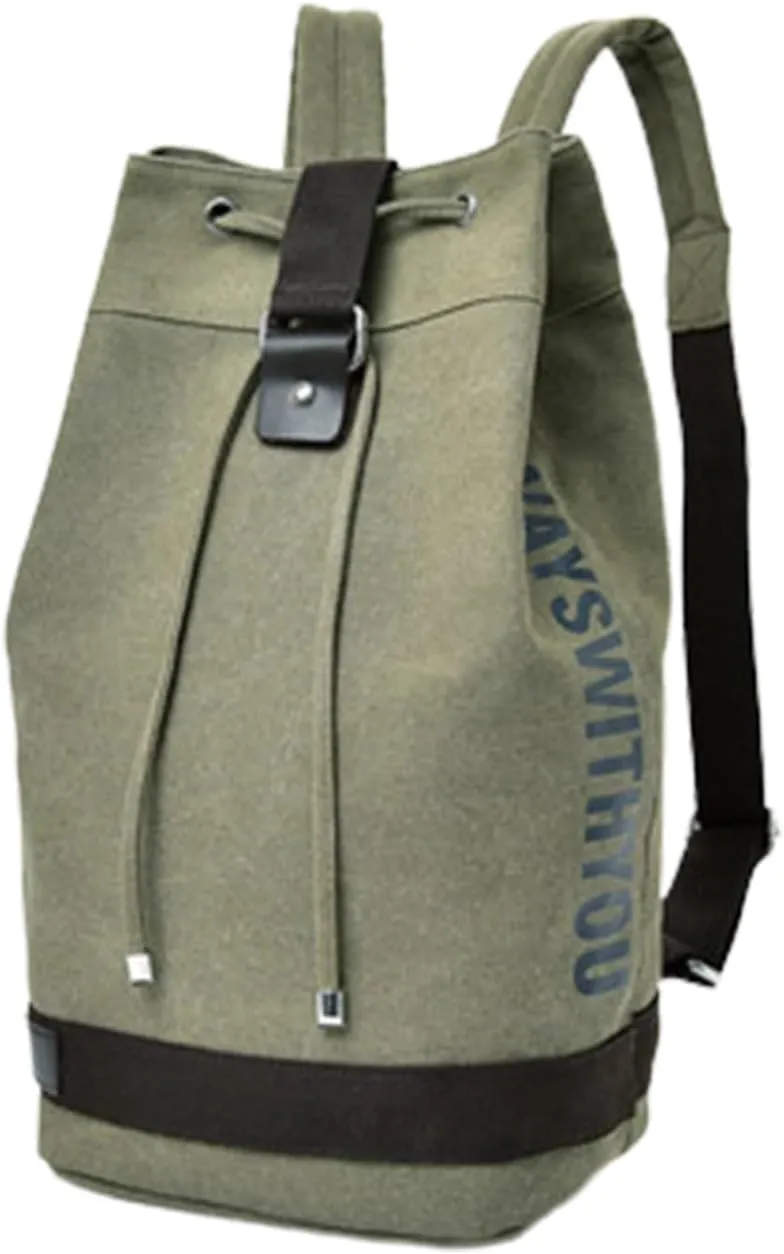 Large Capacity Drawstring BackpackOutdoor Sports Drawstring Bucket Bag (Army Green,S)