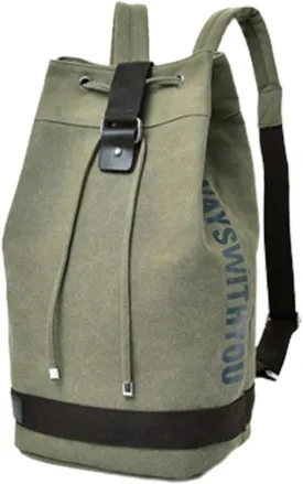 Large Capacity Drawstring BackpackOutdoor Sports Drawstring Bucket Bag (Army Green,S)