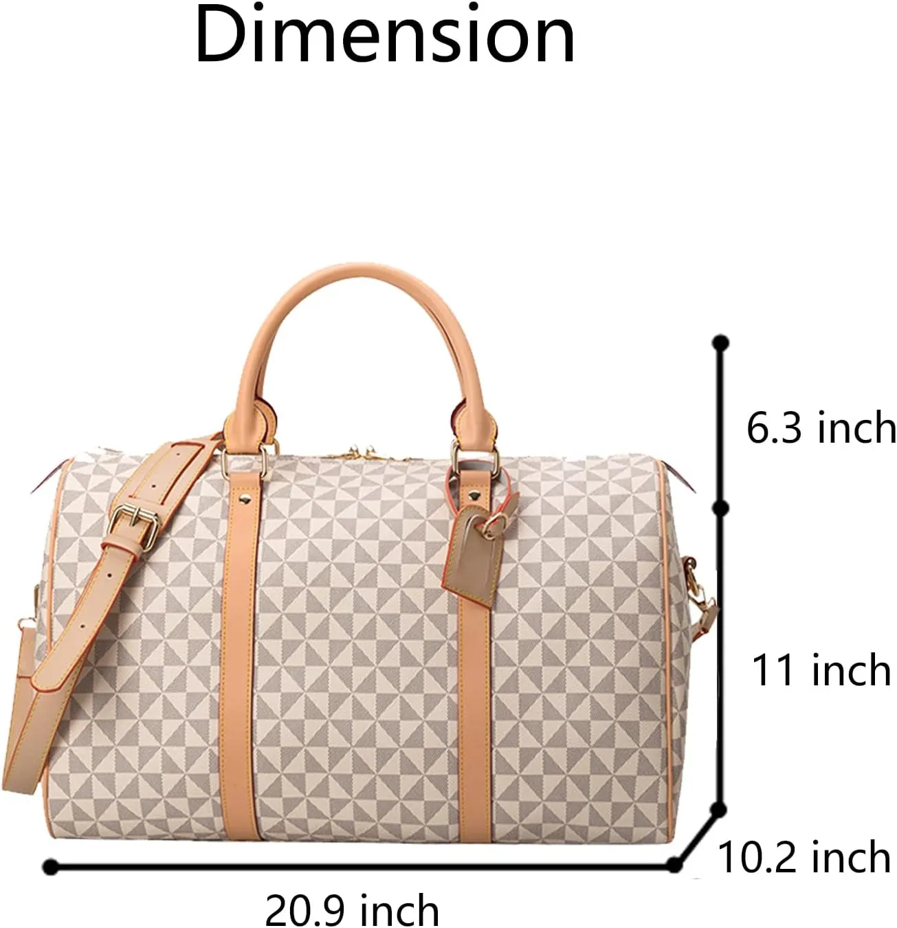 Large capacity Lightweight Weekender Travel Duffel Bag for Women Men Overnight Bag with Toiletry Bag Traveling Handbag for Gym Holiday (White)