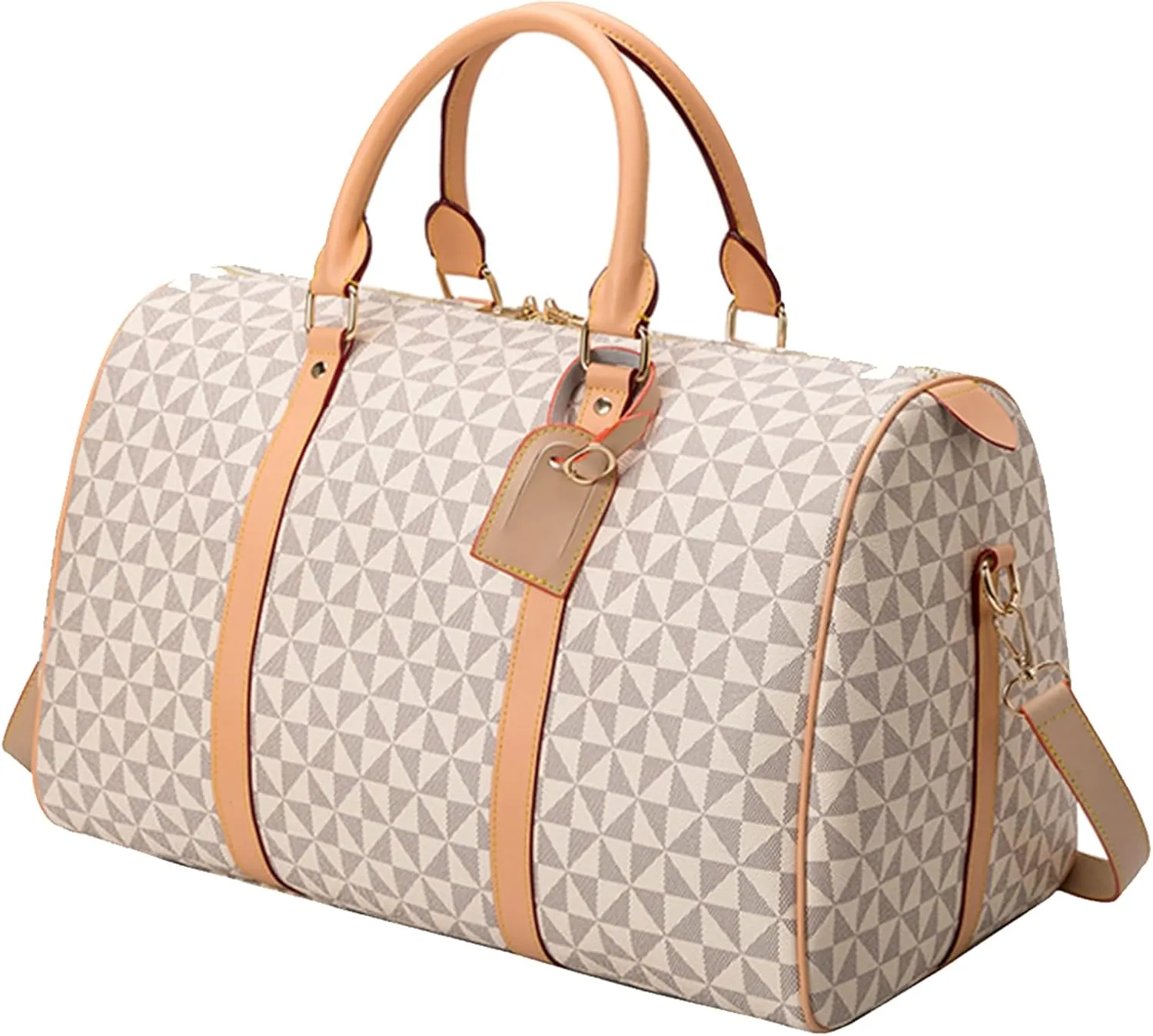 Large capacity Lightweight Weekender Travel Duffel Bag for Women Men Overnight Bag with Toiletry Bag Traveling Handbag for Gym Holiday (White)