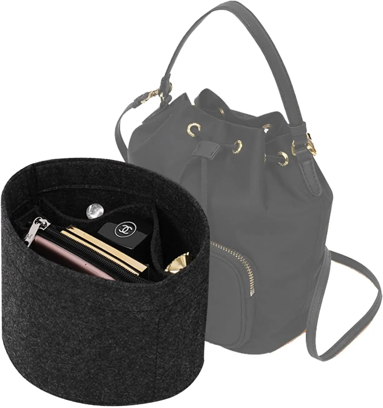 Lckaey Felt Purse Organizer Insert, for bucket liner storage bag2071dark grey