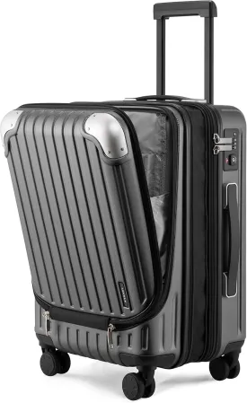 LEVEL8 Grace Carry On Luggage, 20 Inch Expandable Hardside Suitcase, Abs Pc Harshell Spinner Luggage with Tsa Lock, Spinner Wheels, Grey, 20 Inch Carry-On