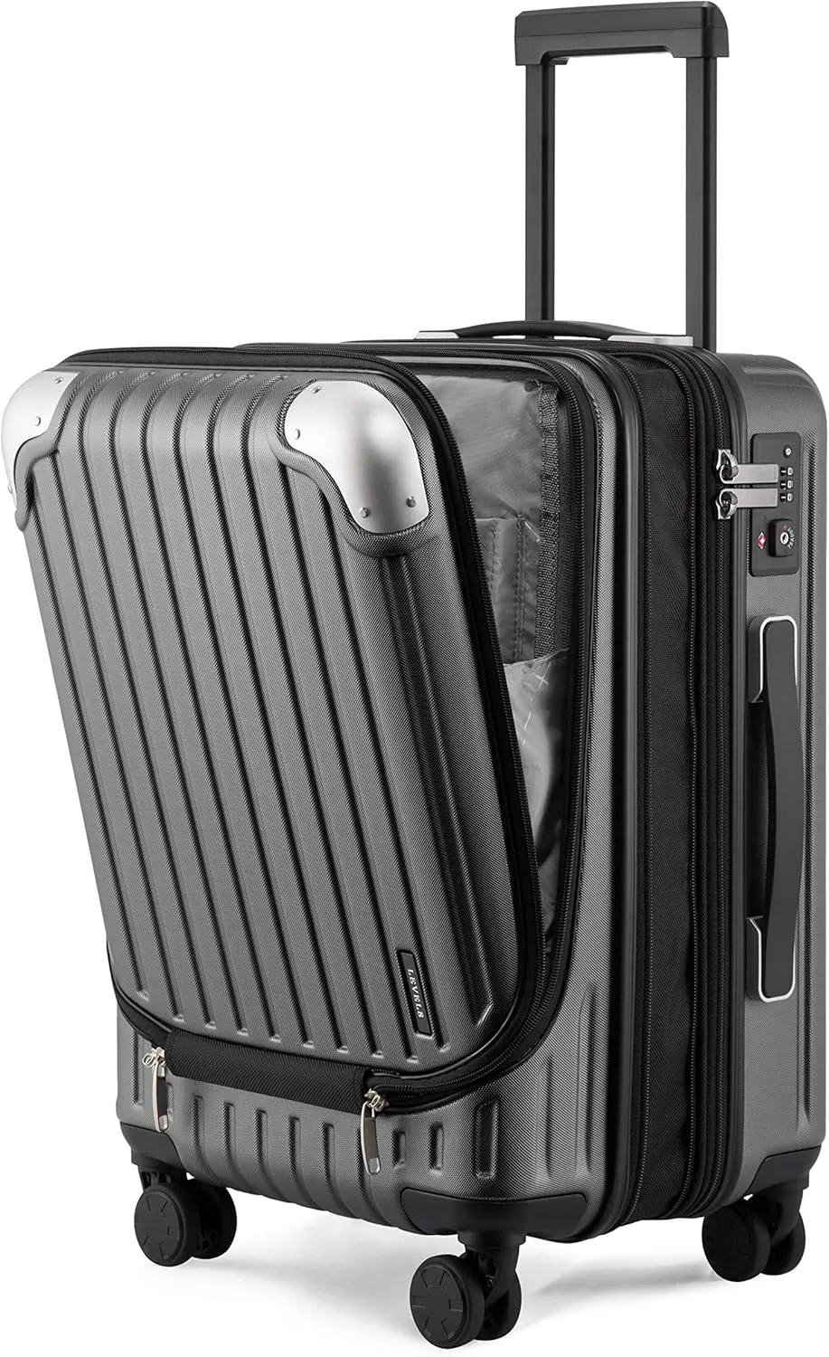 LEVEL8 Grace Carry On Luggage, 20 Inch Expandable Hardside Suitcase, Abs Pc Harshell Spinner Luggage with Tsa Lock, Spinner Wheels, Grey, 20 Inch Carry-On