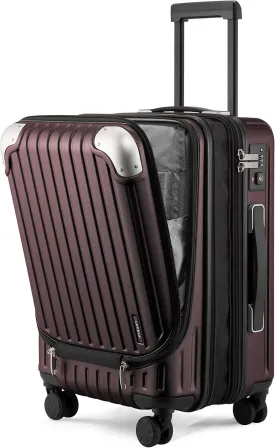LEVEL8 Grace Carry on Luggage Airline Approved, 20 Inch Expandable Hardside Suitcases with wheels, Abs Pc Harshell Spinner Luggages with Tsa Lock, Red