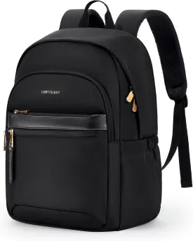 LIGHT FLIGHT Travel Backpack for Women, 15.6 Inch Stylish Laptop Backpack, Computer Bag for College Work Daily, Water-Resistant Casual Daypack with USB Port, Black