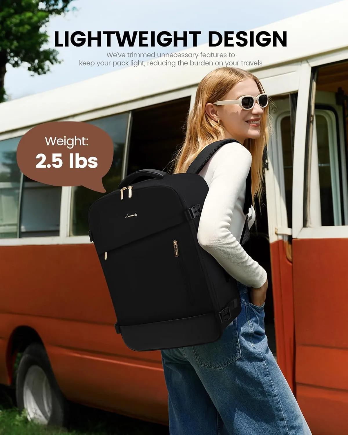 LOVEVOOK Travel Backpack For Women/Men, 40L Carry On Backpack, Flight Approved Personal Item Travel Bag, Travel Essentials Water Resistant Daypack Weekender Bag Fits 17" Laptop With 3 Cubes, Black