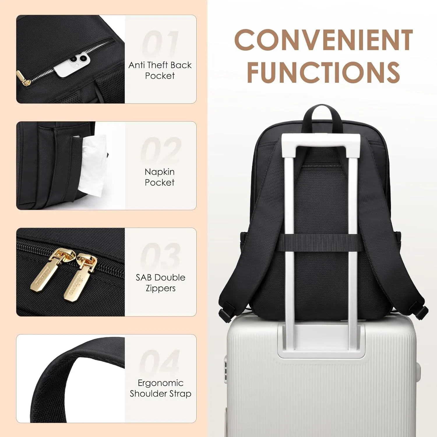 Lunch Backpack for Women Men 16 Inch Laptop Backpack with Leak Proof Lunch Compartment Picnic Big Traveling Bag Meal Prep bags for Daily Commuter Travel