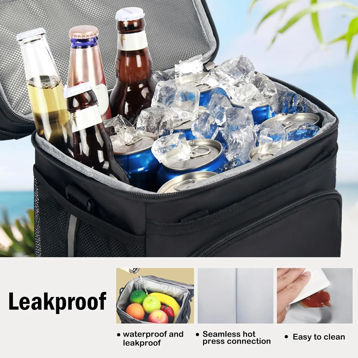 Lunch Box for Men/Women,Large Double-Layer Insulated Expandable Reusable Leakproof Cooler Bags for Adults,Lunch Bag with Adjustable Shoulder Strap for Office Travel PicnicDark Gray