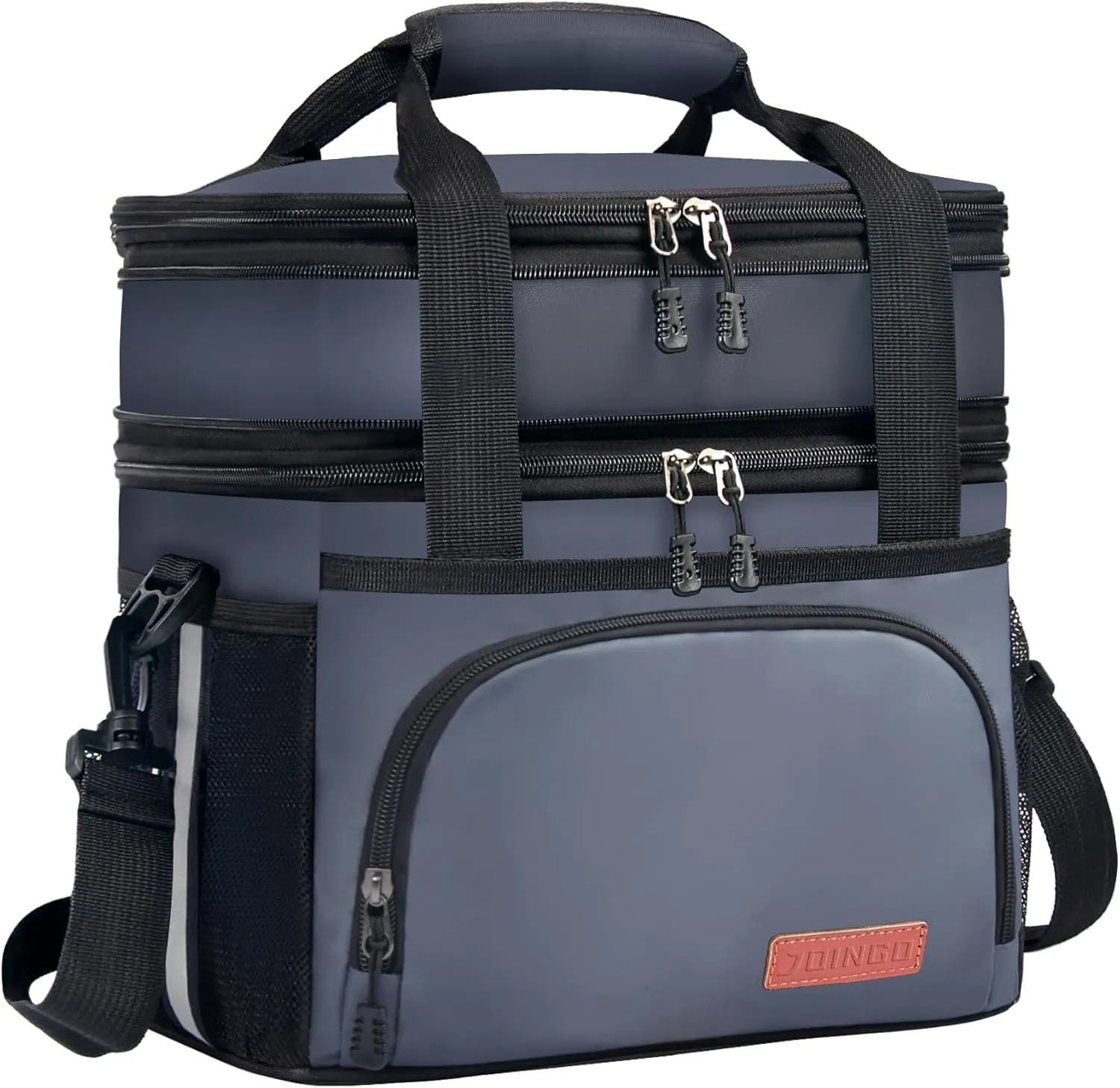 Lunch Box for Men/Women,Large Double-Layer Insulated Expandable Reusable Leakproof Cooler Bags for Adults,Lunch Bag with Adjustable Shoulder Strap for Office Travel PicnicDark Gray