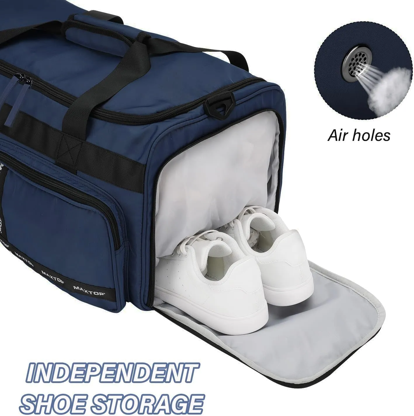 MAXTOP Gym Bag for Women Men Travel Duffle Bag Large Capacity Carry On Weekender Overnight Bag With Shoe Compartment Gym Tote Dry Wet Separation Duffel Bag for Travel