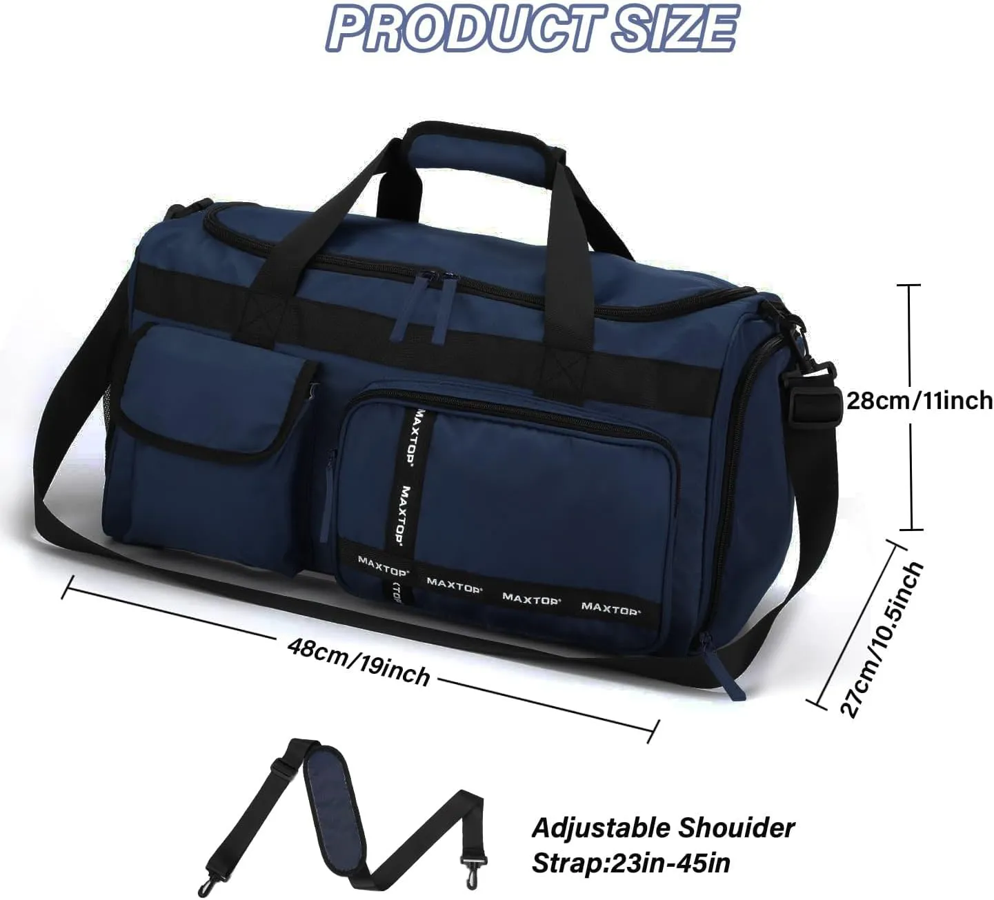 MAXTOP Gym Bag for Women Men Travel Duffle Bag Large Capacity Carry On Weekender Overnight Bag With Shoe Compartment Gym Tote Dry Wet Separation Duffel Bag for Travel