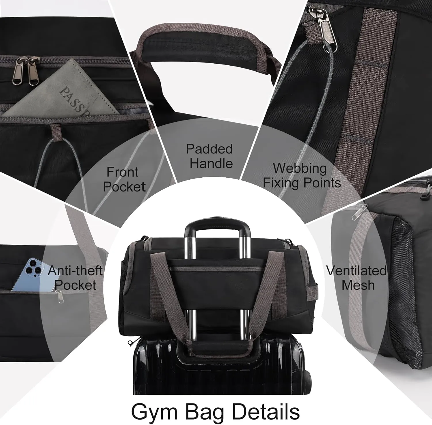 MAXTOP Gym Bag for Women Men Travel Duffle Bag Large Capacity Carry On Weekender Overnight Bag With Shoe Compartment Gym Tote Dry Wet Separation Duffel Bag for Travel