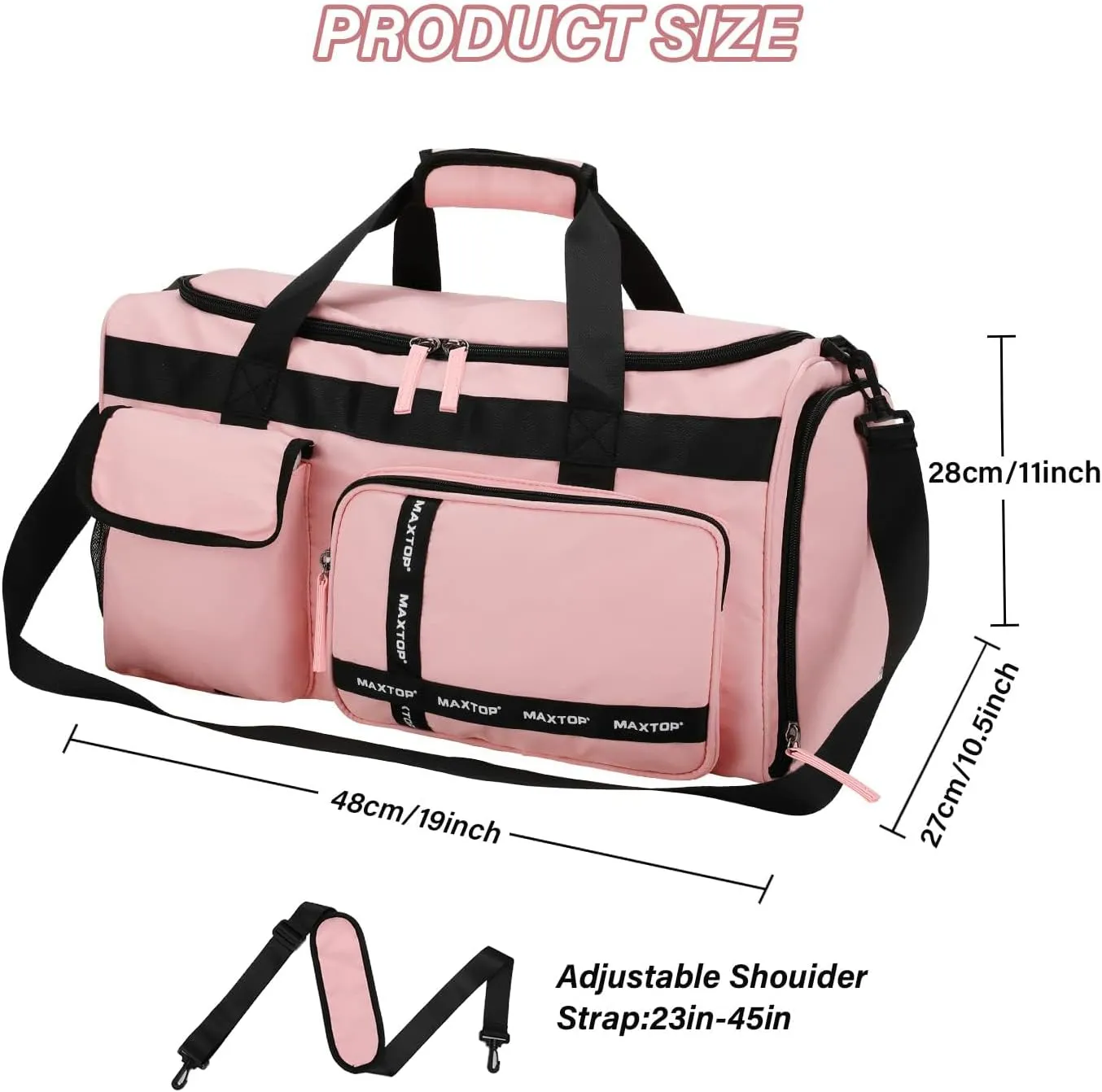 MAXTOP Gym Bag for Women Men Travel Duffle Bag Large Capacity Carry On Weekender Overnight Bag With Shoe Compartment Gym Tote Dry Wet Separation Duffel Bag for Travel