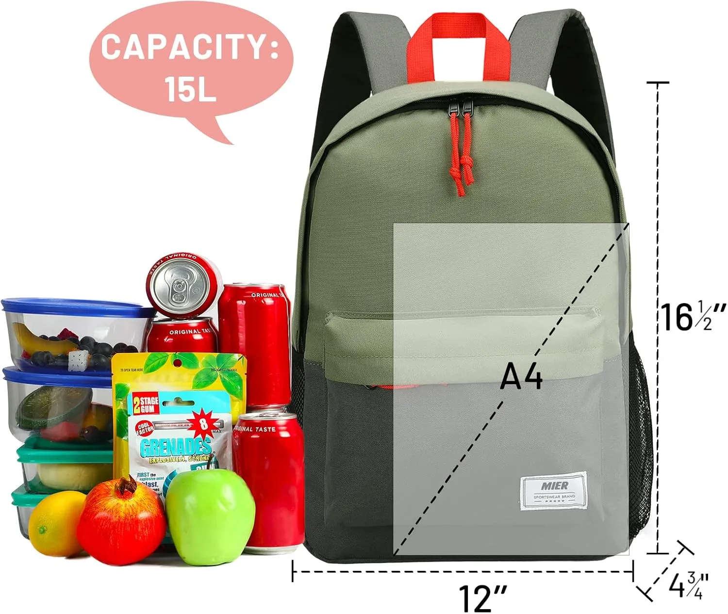 MIER Insulated Backpack Cooler Small Leakproof Lightweight Cute for Women Men to Work, Picnics, Camping, Park Day Trips, 15 L