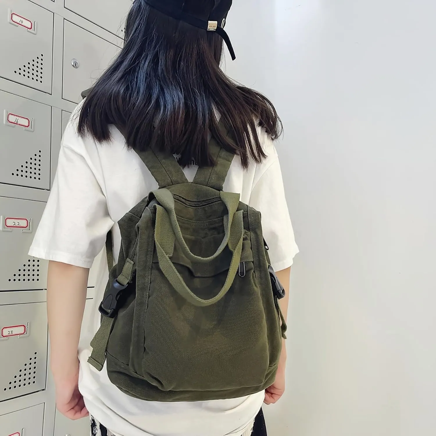 Mini Canvas Backpack for Women Girls Cute Small Backpack Purse Aesthetic Backpack, Green