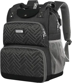 Mogplof Lunch Backpack, Backpack Lunch Bag for Women, 15.6 Inch Lunchbox Backpack with USB and RFID Pockets, Water-resistant Backpack with Lunch Compartment,Laptop lunch Bag for Work Picnic