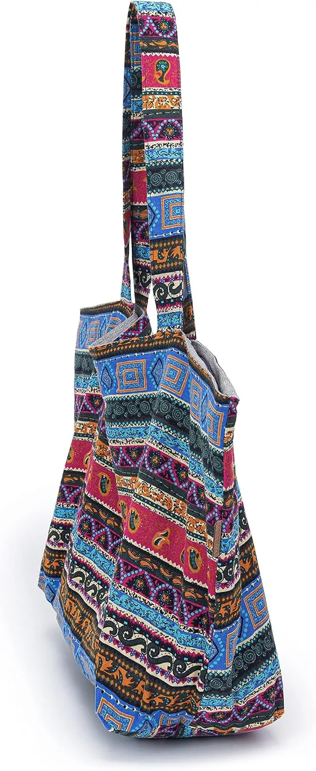 OPQRSTU Women Hippie Tote Hand Bag Large Capacity Bohemian Bag Portable Tourist Shoulder Bags