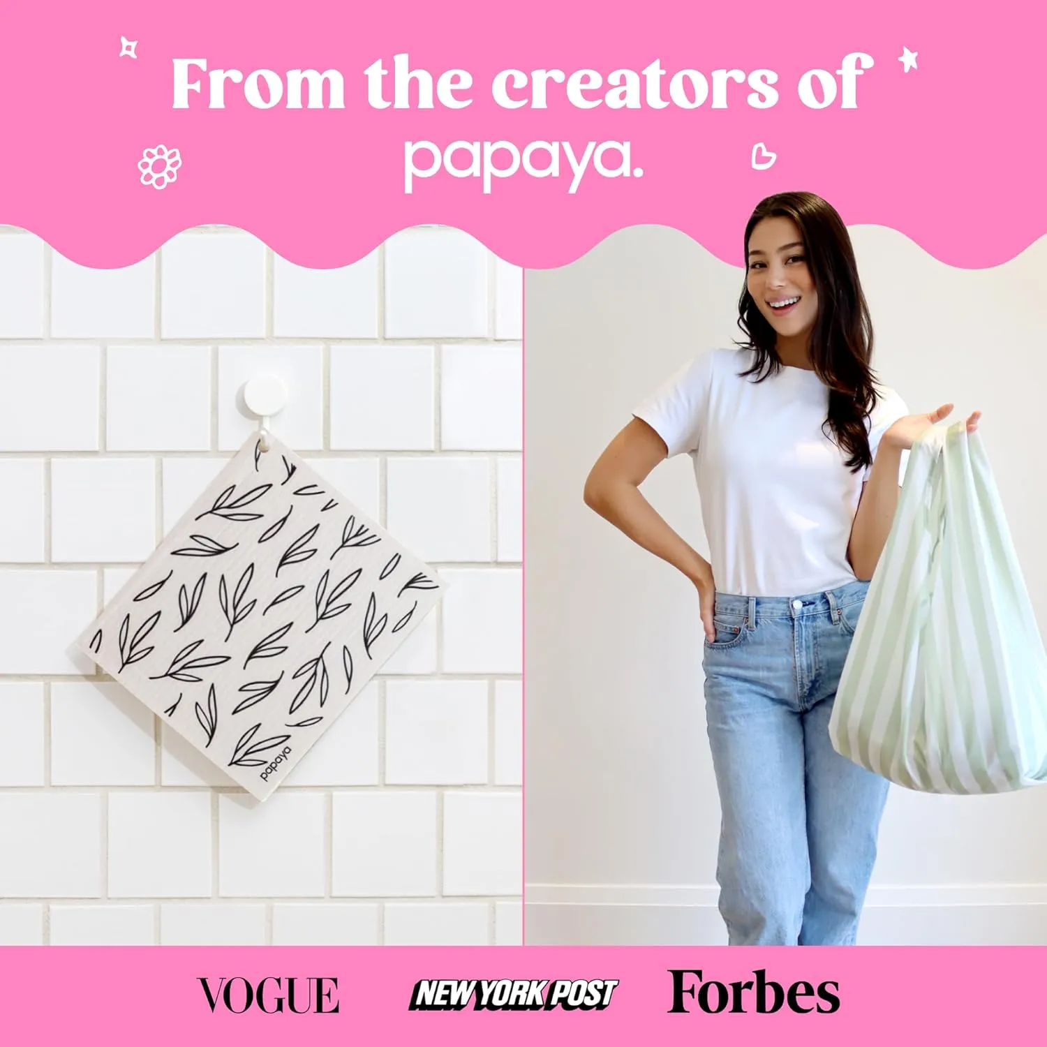 Papaya Reusable Everything Bag, Eco-Friendly, Grocery, Shopping, Washable, Foldable, Travel & Baby Essentials