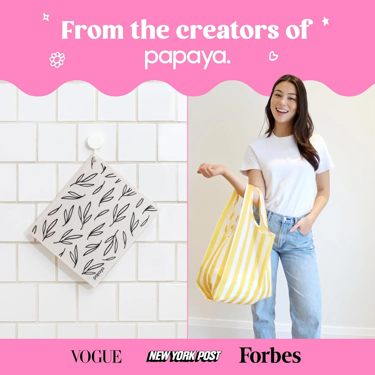 Papaya Reusable Everything Bag, Eco-Friendly, Grocery, Shopping, Washable, Foldable, Travel & Baby Essentials