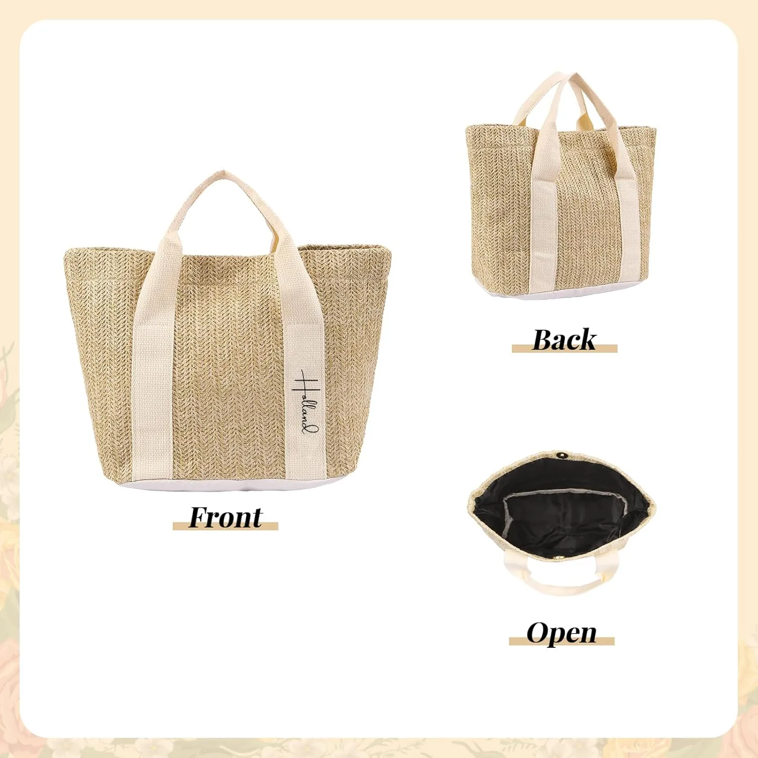 Personalized Tote Bag with Name  Custom Straw Bag for Women  Reusable Shopping Bag, Bridesmaid Gifts
