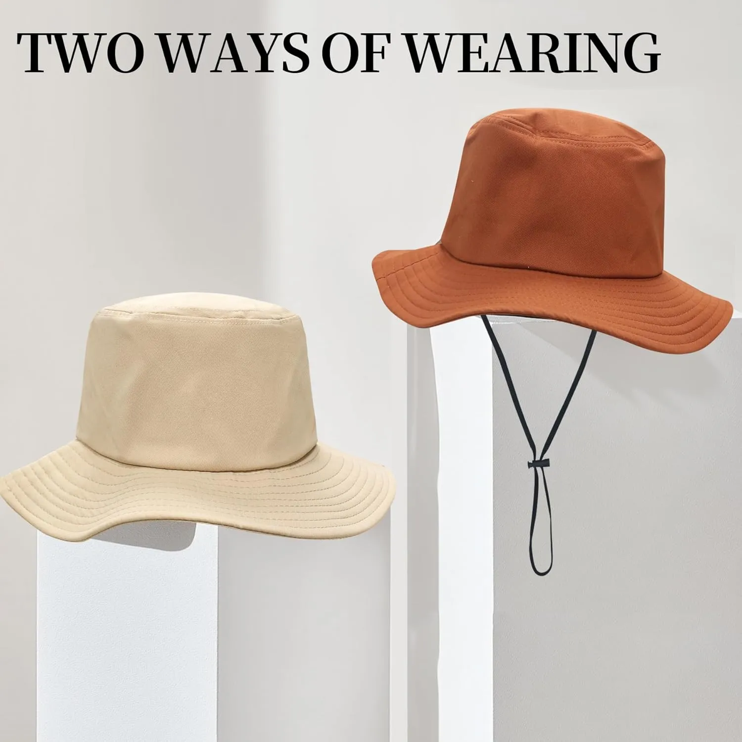PFFY Sun Bucket Hat for Women Men Lightweight Breathable Packable Hats with Detachable Chin Strap