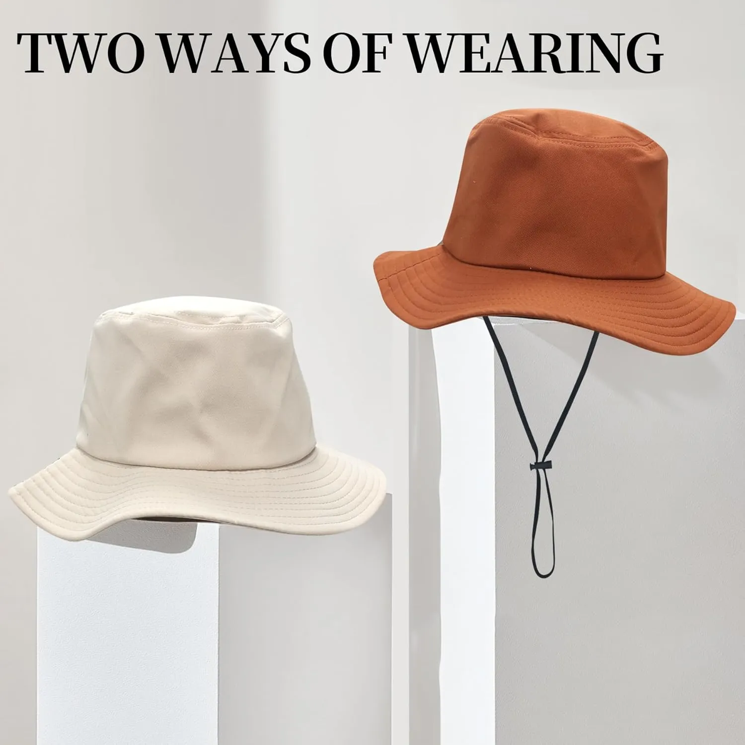 PFFY Sun Bucket Hat for Women Men Lightweight Breathable Packable Hats with Detachable Chin Strap