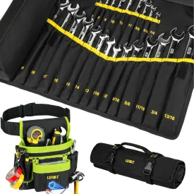 Pockets Magnetic Tool Belt   Wrench Roll Organizer with 23 1 Pockets for Metric & SAE Wrenches,Heavy Duty Tool Belts   Wrench Holder Organizer Bag for Men,Gifts for Dad,Mechanic,Electrician,Carpenter,