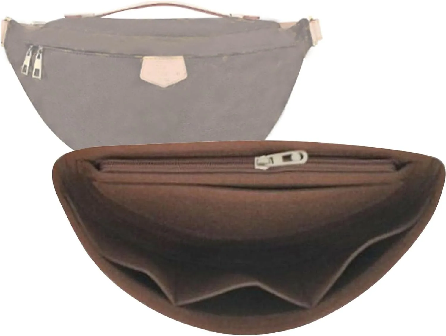 Purse Organizer Insert for Waistpack Inner Sleeve BUMBAG Lining Bag Storage Bag2047Dark brown