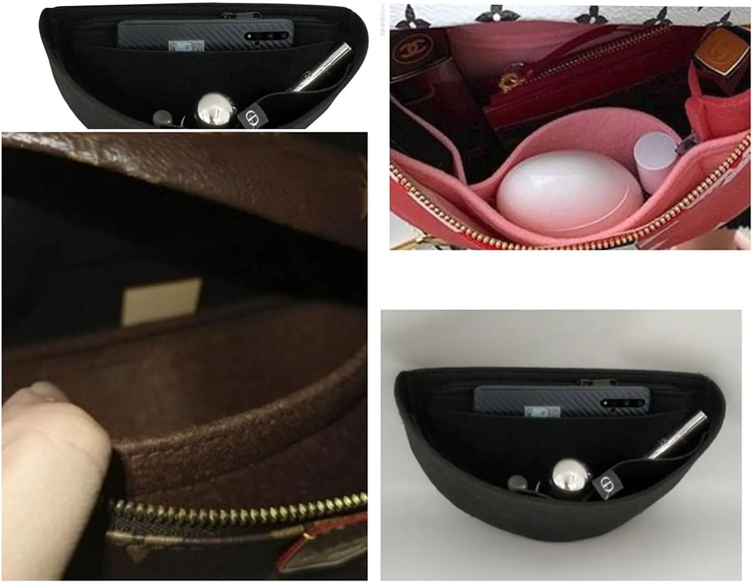Purse Organizer Insert for Waistpack Inner Sleeve BUMBAG Lining Bag Storage Bag2047Dark brown