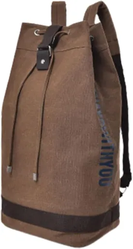 QQLADY Large Capacity Drawstring BackpackOutdoor Sports Drawstring Bucket Bag (Army Coffee,S)