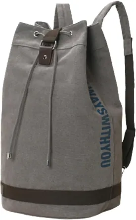 QQLADY Large Capacity Drawstring BackpackOutdoor Sports Drawstring Bucket Bag (grey,S)