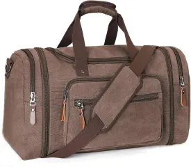 Sechunk Duffle Bag Canvas Large Outdoor Shoulder Bag Overnight Handbag Travel Tote Luggage Weekender Bag