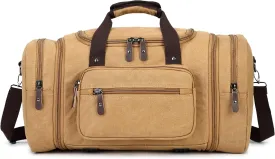 Sechunk Duffle Bag Canvas Leather Large Outdoor Shoulder Bag (yellow)